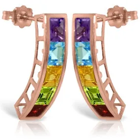 14K Solid Rose Gold Earrings w/ Natural Multi Gemstones