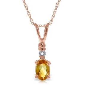 14K Solid Rose Gold Natural Diamond & Citrine Necklace Jewelry