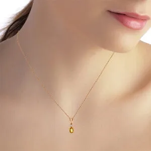 14K Solid Rose Gold Natural Diamond & Citrine Necklace Jewelry