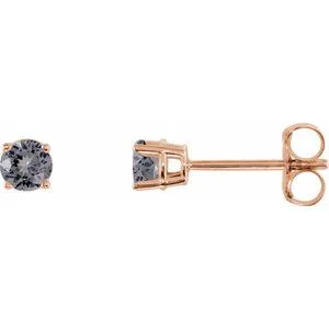 14K White 3 mm Natural Green Tourmaline Stud Earrings