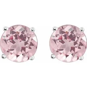 14K White 3 mm Natural Green Tourmaline Stud Earrings