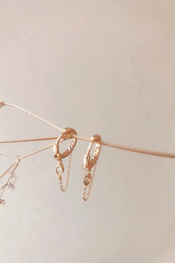 18K Gem Chain Earrings