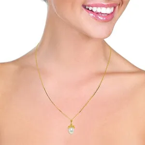 4.5 Carat 14K Solid Yellow Gold Necklace Natural Parl Citrine
