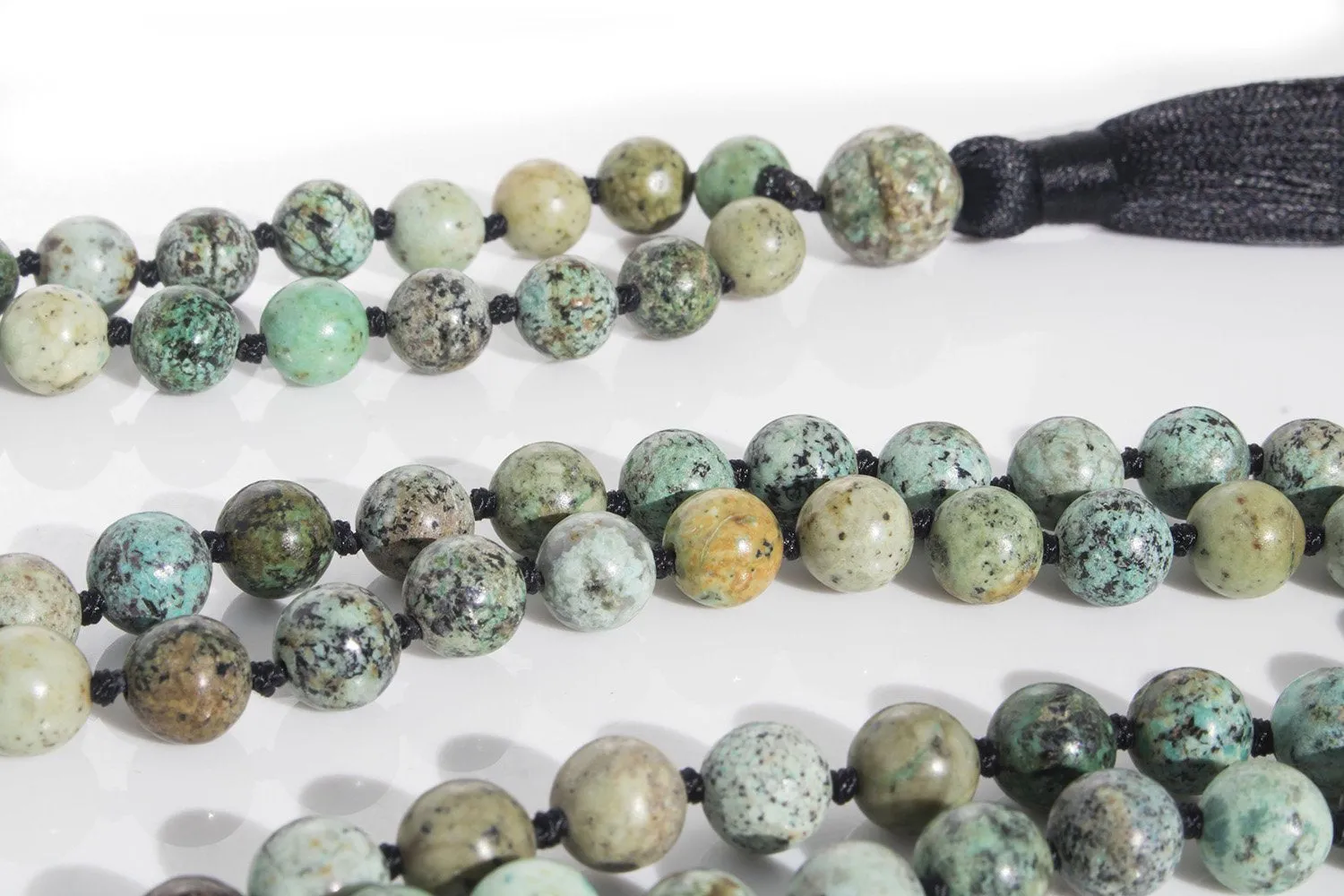 African Turquoise Mala Beads Necklace - "I am Divine"