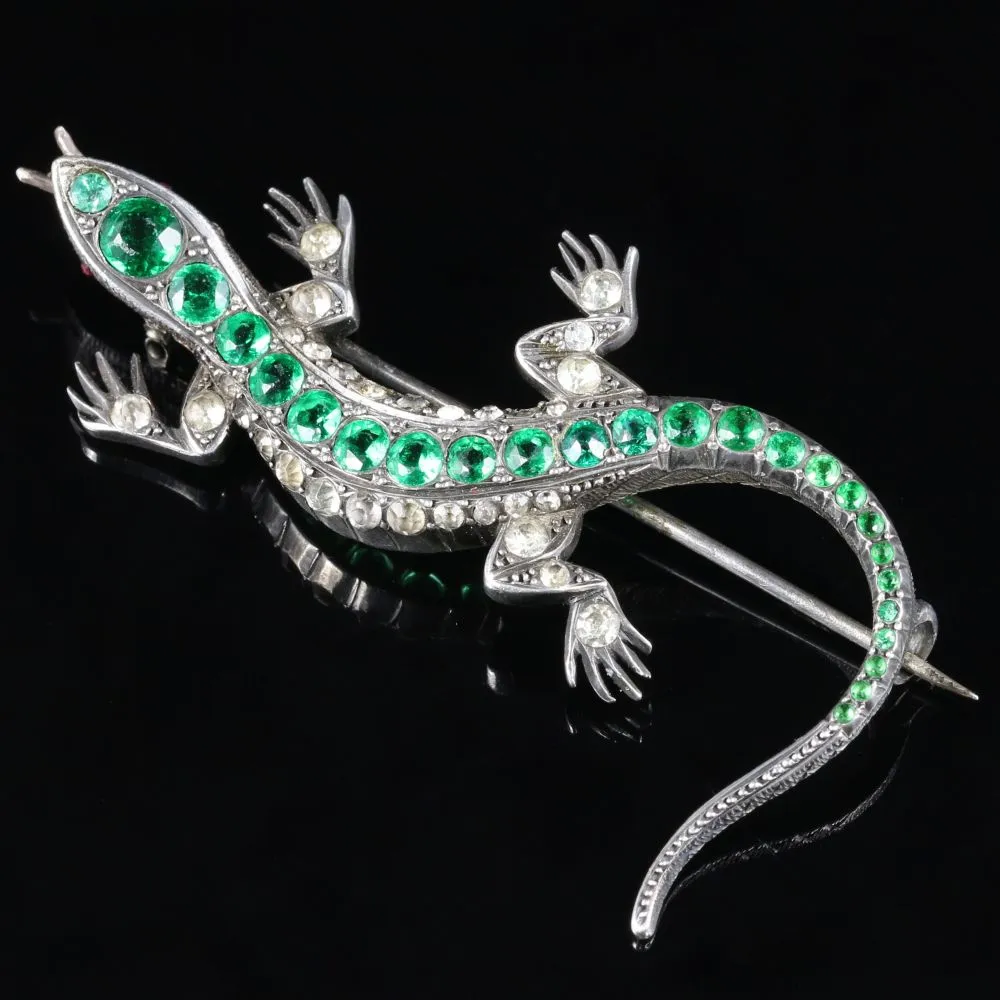 Antique Victorian Paste Lizard Brooch Circa 1890