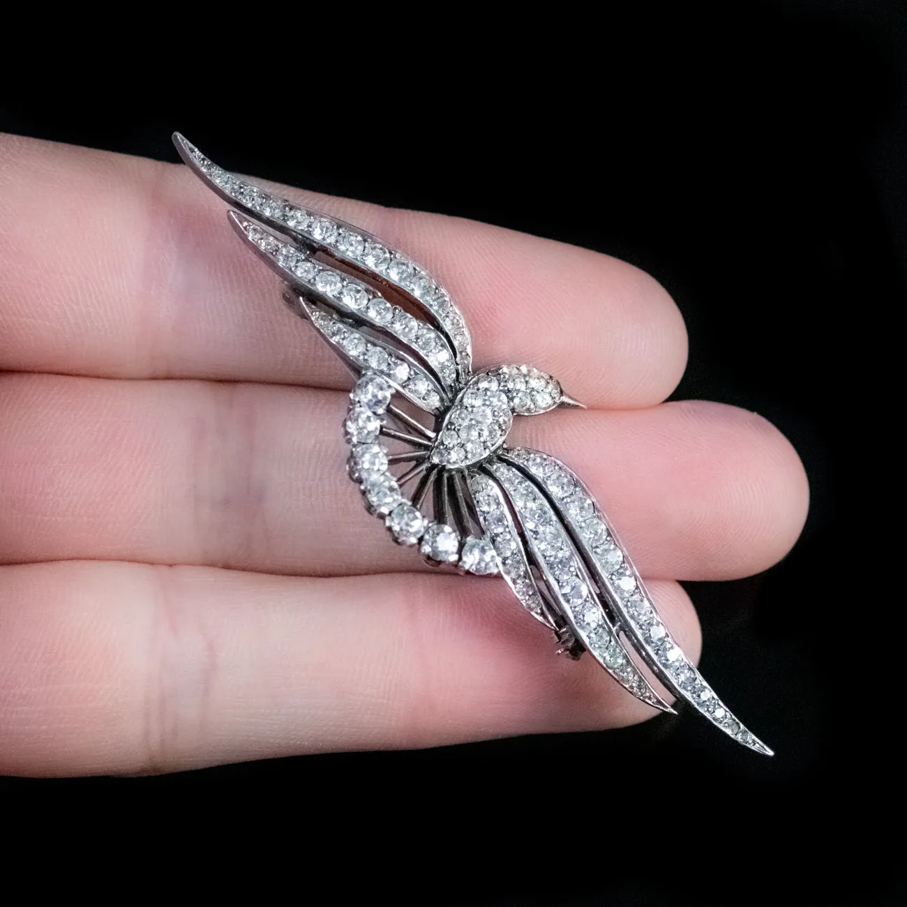 Art Deco Paste Dove Brooch Sterling Silver Circa 1925
