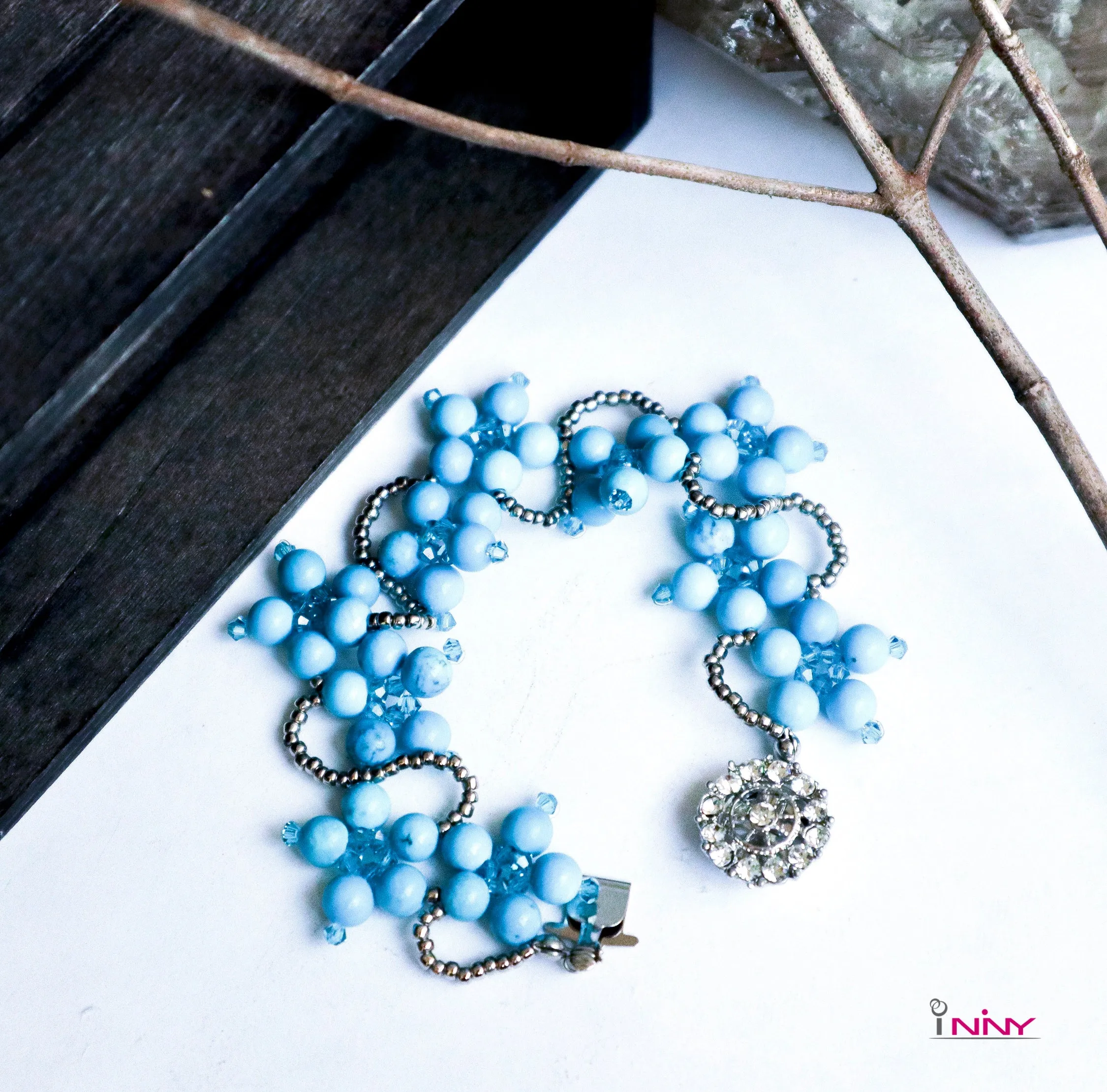 Blue Turquoise Flower Bracelet