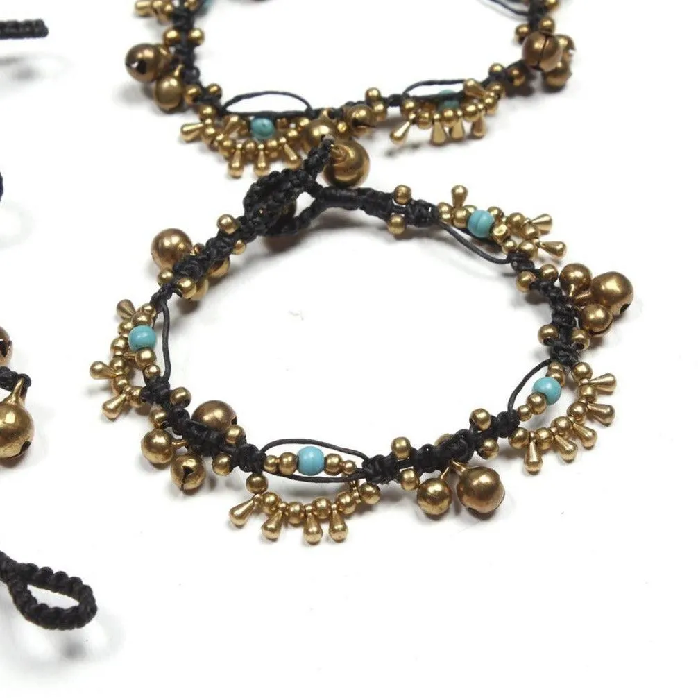 BUNDLE: Brass Braided Adjustable Stone Bracelet 6 Pieces - Thailand