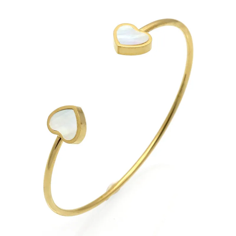 Clover/Heart/Triangle/Star Ope Bangle For Women 18K Real Gold Plated Fine Jewelry Fashion Female Bracelets & Bangles