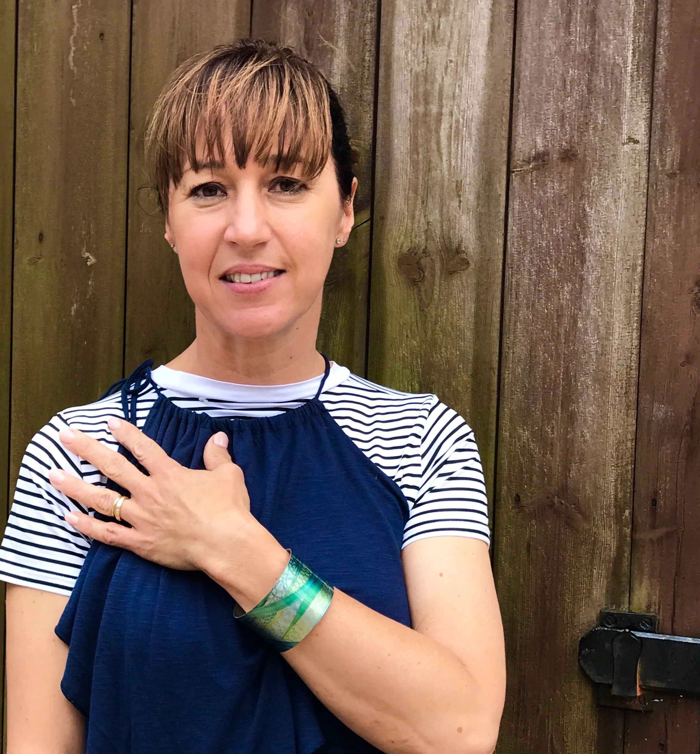 Daffodil’s Cuff Bracelet - Comtemporary Vibrant Yellow Green Bangle - easy wear lightweight aluminium.