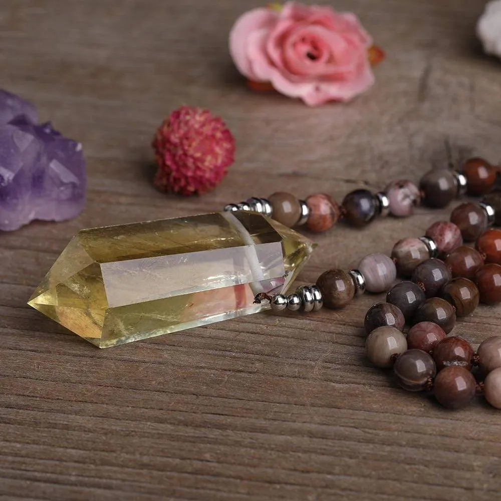 Double Terminated Citrine & Jasper Beads Necklace