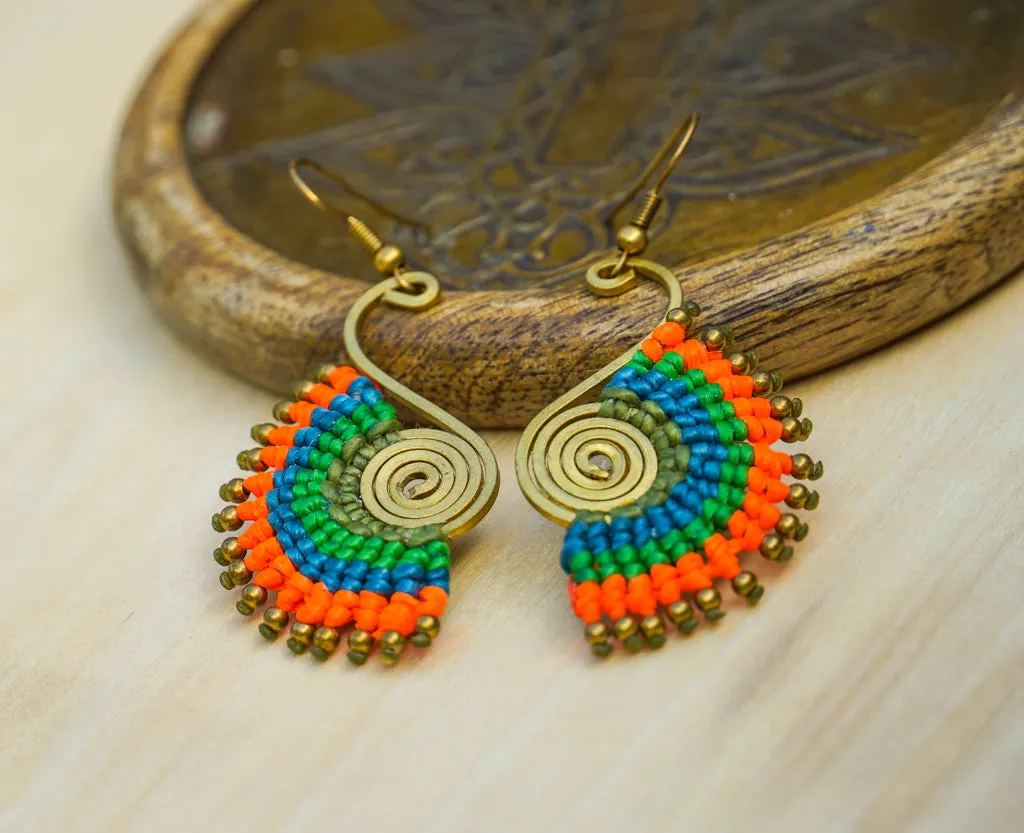 E7855- Micro Macrame Boho Earrings, Handmade Earrings, Hippie Earrings