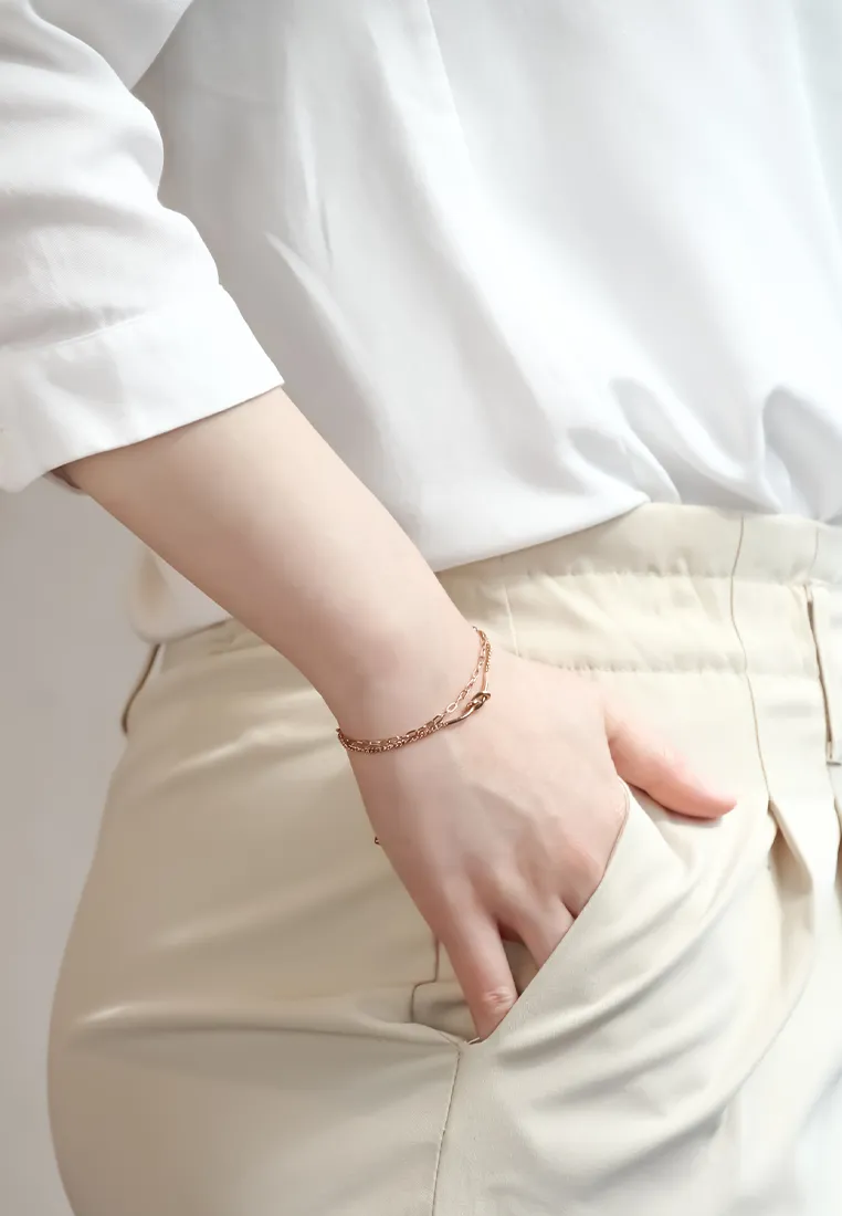 Eternity Dainty Love Knot Pendant Bracelet in Rose Gold
