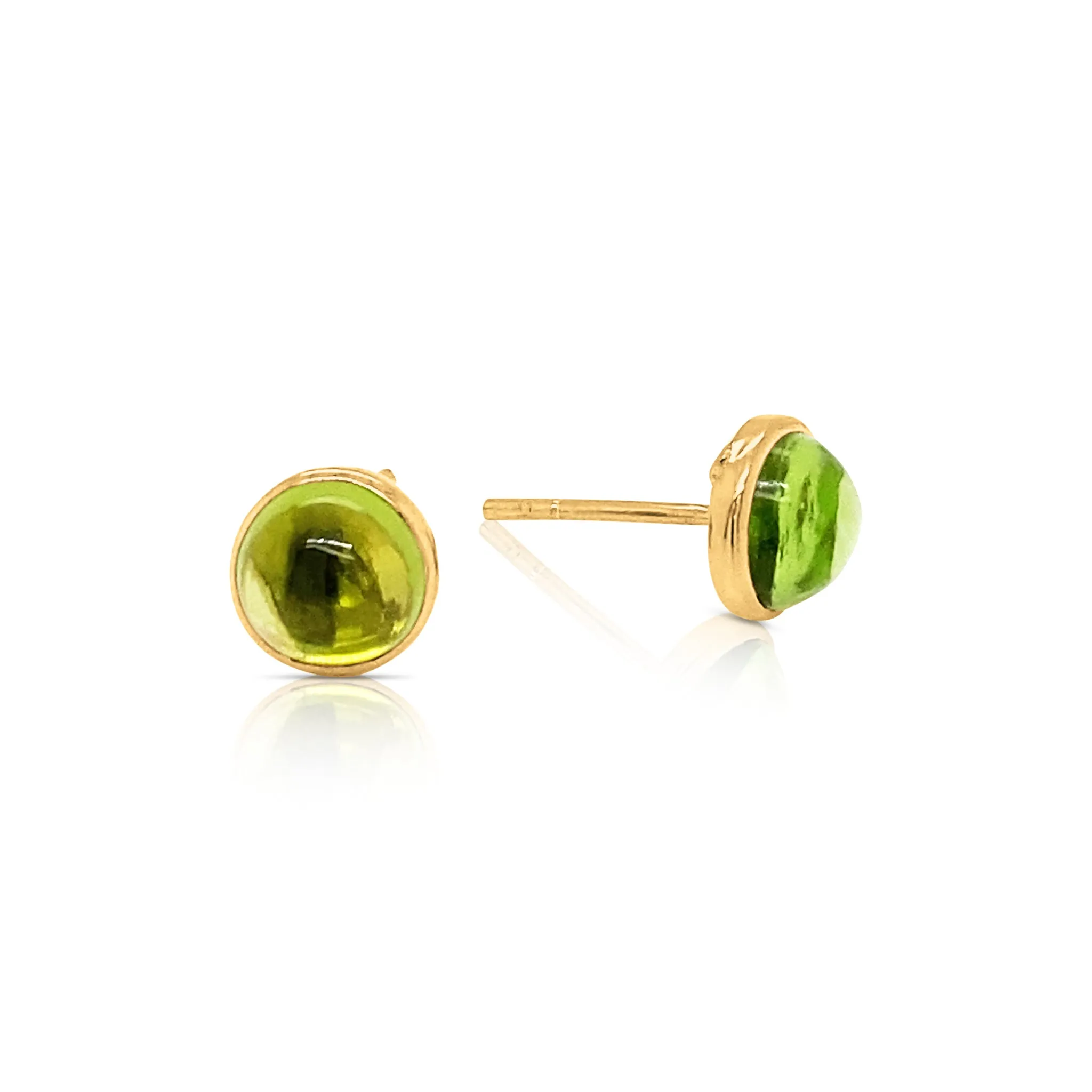 Gemstone Round Stud Earring In 18K Yellow Gold