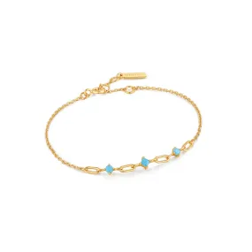 Gold Turquoise Link Bracelet