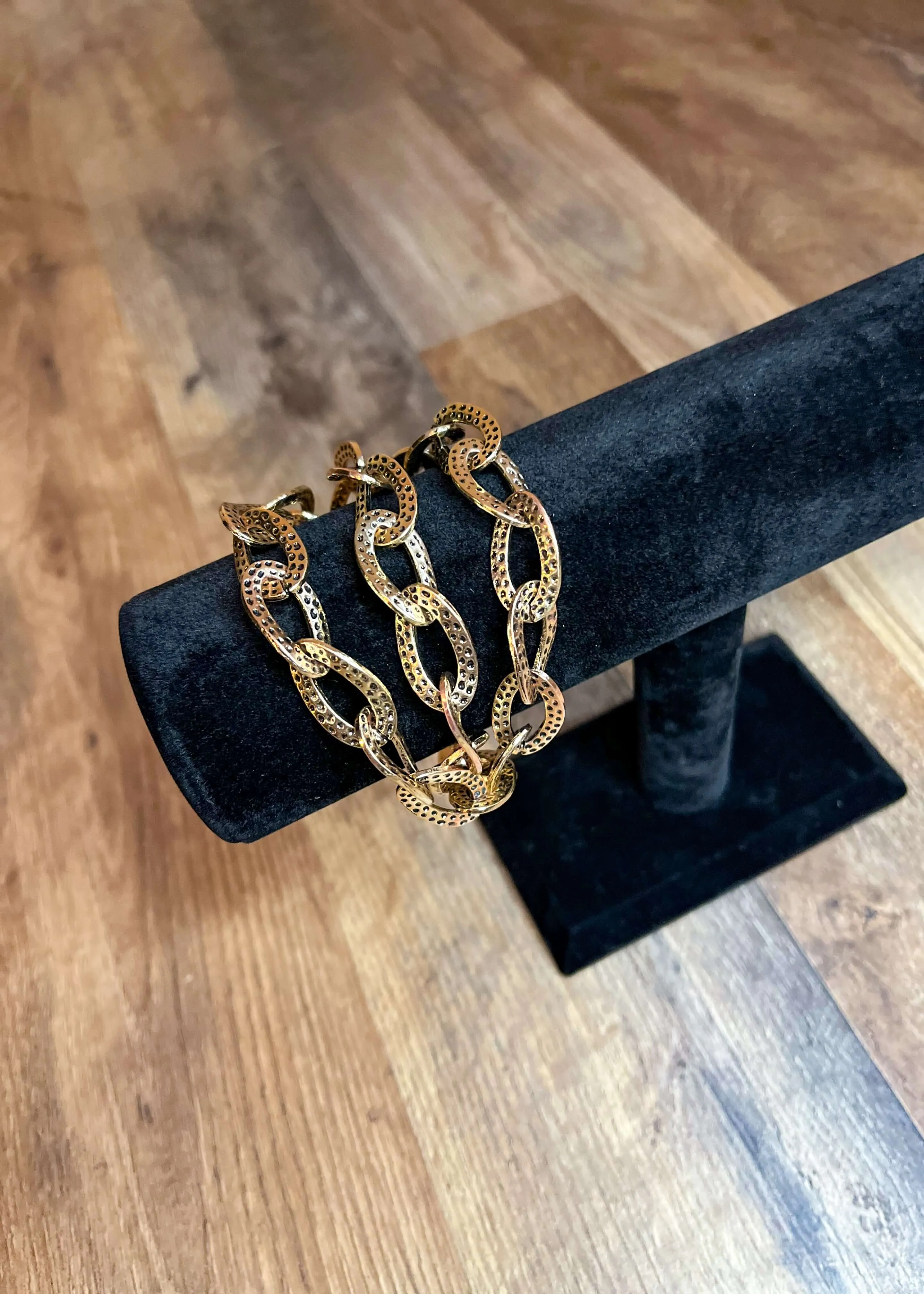 Hammered Chain Bracelet - Gold