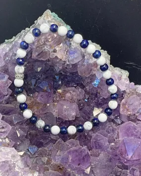 Howlite and Lapis Lazuli Anklet on Elastic Cord