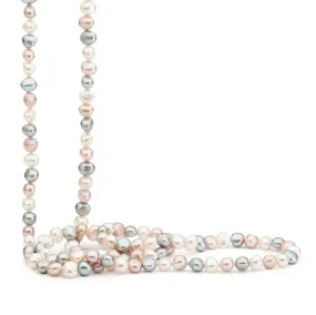Ikecho White, Grey, Pink Keshi Freshwater Pearl Strand