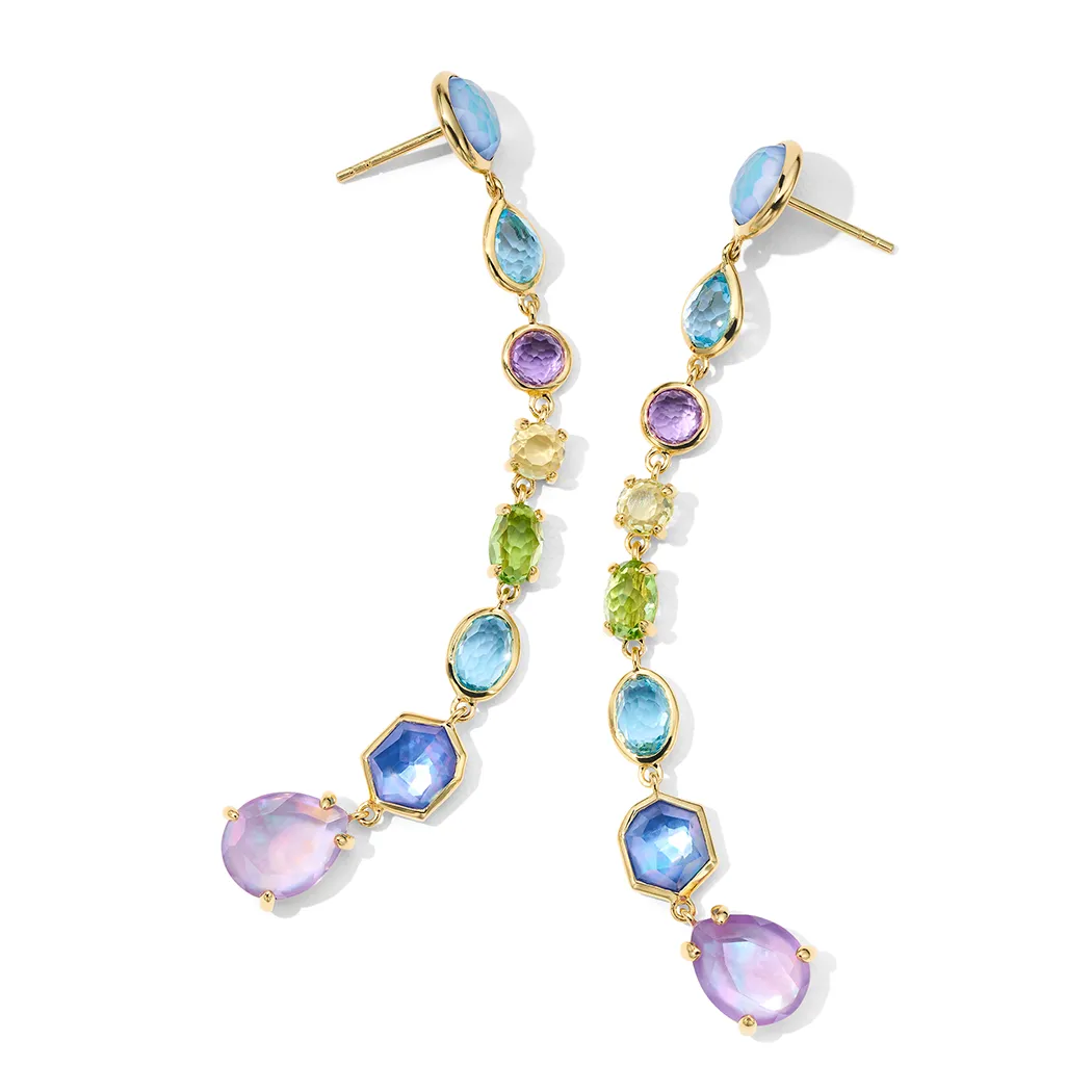 IPPOLITA Rock Candy 18K Yellow Gold Small 8-Stone Linear Drop Earrings