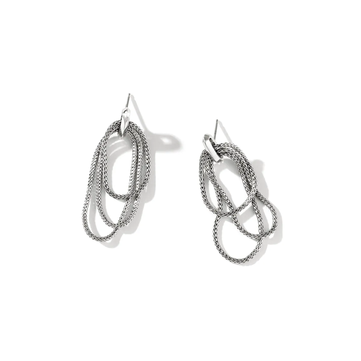 John Hardy Classic Chain Sterling Silver Drop Loop Earrings