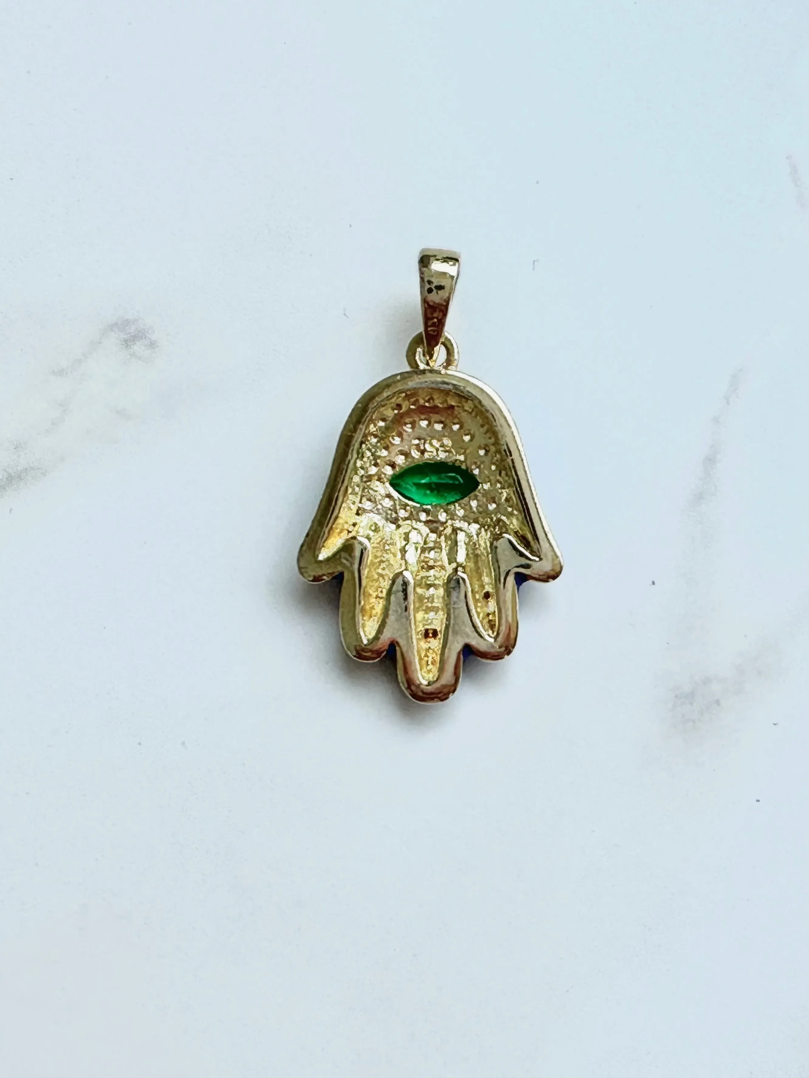 Lapis Azul Hamsa Charm Pendant