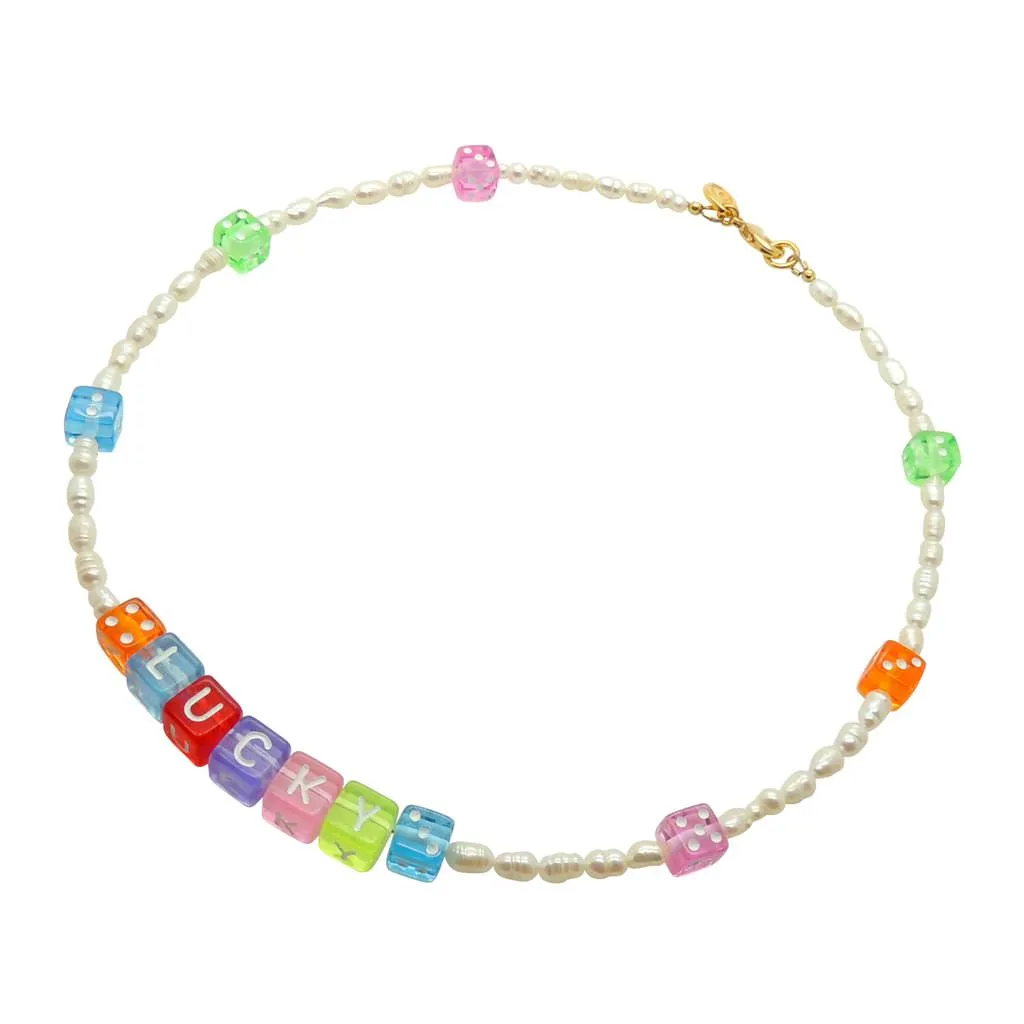 Lucky Dice Charm Freshwater Pearl Necklace