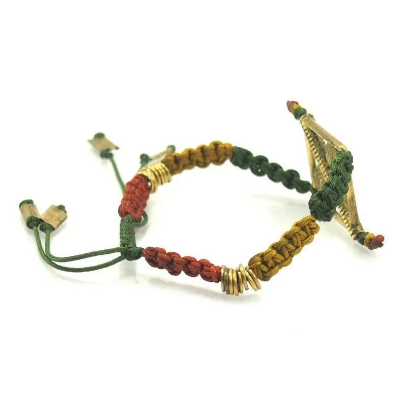 Macrame Adjustable Bracelet with Baoule Style Cast Brass Bead
