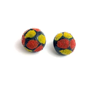 Orange & Yellow Sugar Bead Stud Earrings