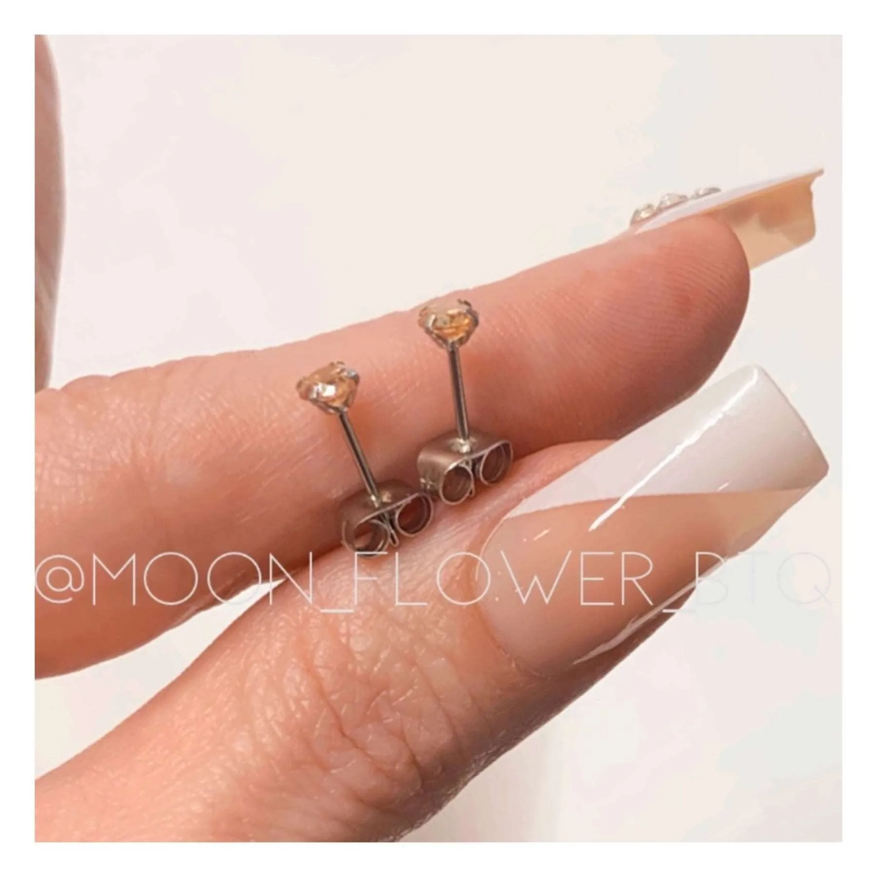 Orange CZ Stud Earrings