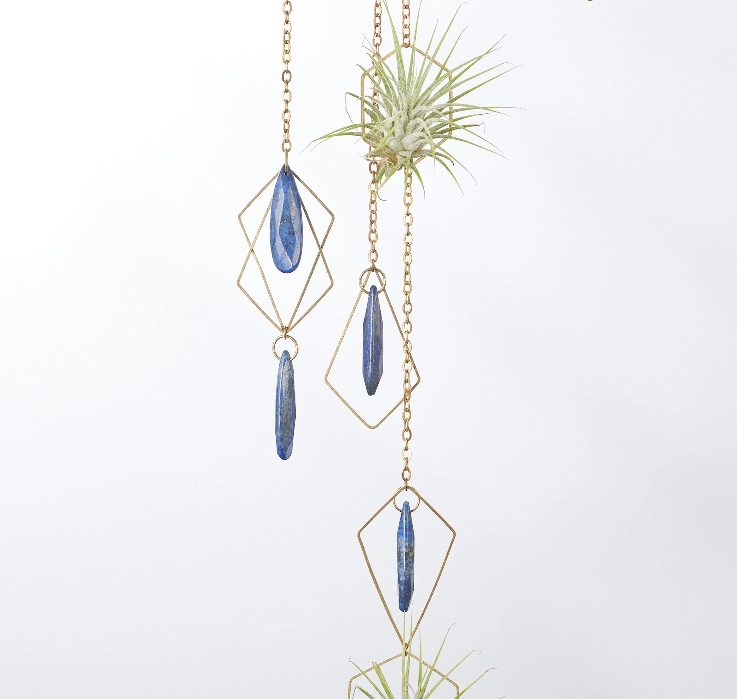 "Bijoux de Maison" Lapis Lazuli Hanging Air Plant Holder Mobile