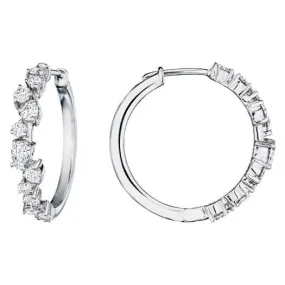 Round and Pear Shape Diamond Cluster Earrings
