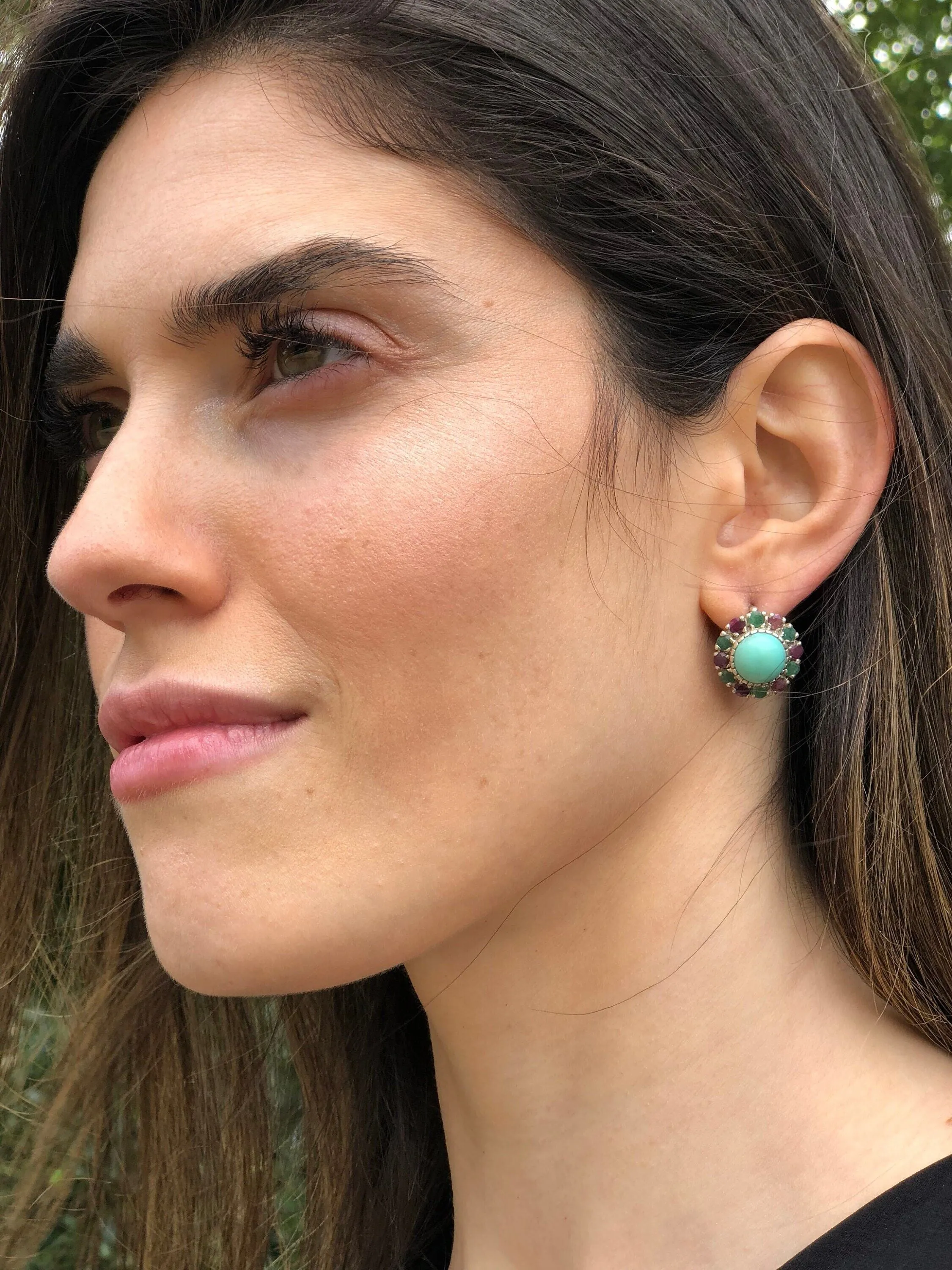 Vintage Emerald Earrings - Statement Emerald Earrings - Genuine Topaz Flower Earrings